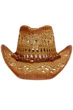 Load image into Gallery viewer, Beaded Crochet Crushable Straw Cowboy Hat

