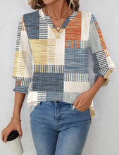 Load image into Gallery viewer, Womens 2025 Fashion Tops 3/4 Length Sleeve Smocked Sleeve Casual Blouse V-Neck Summer Tees
