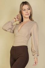 Load image into Gallery viewer, Plunge Neck Peasant Sleeve Bodysuit
