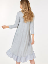 Load image into Gallery viewer, WOMEN&#39;S 3/4 SLEEVE TUNIC RUFFLE BOTTOM HEM HIGH LOW MIDI DRESS
