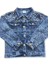 Load image into Gallery viewer, Girls Pearl Denim Jacket

