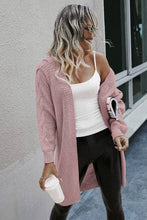 Load image into Gallery viewer, Solid Pink Knit Drop Shoulder Long Sleeve Cardigan
