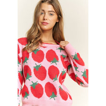 Load image into Gallery viewer, CUTE STRAWBERRY JACQUARD CASUAL PULLOVER SWEATER
