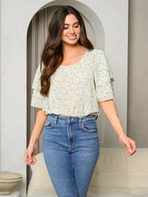 Load image into Gallery viewer, Short Ruffle Sleeve Floral Bodysuit
