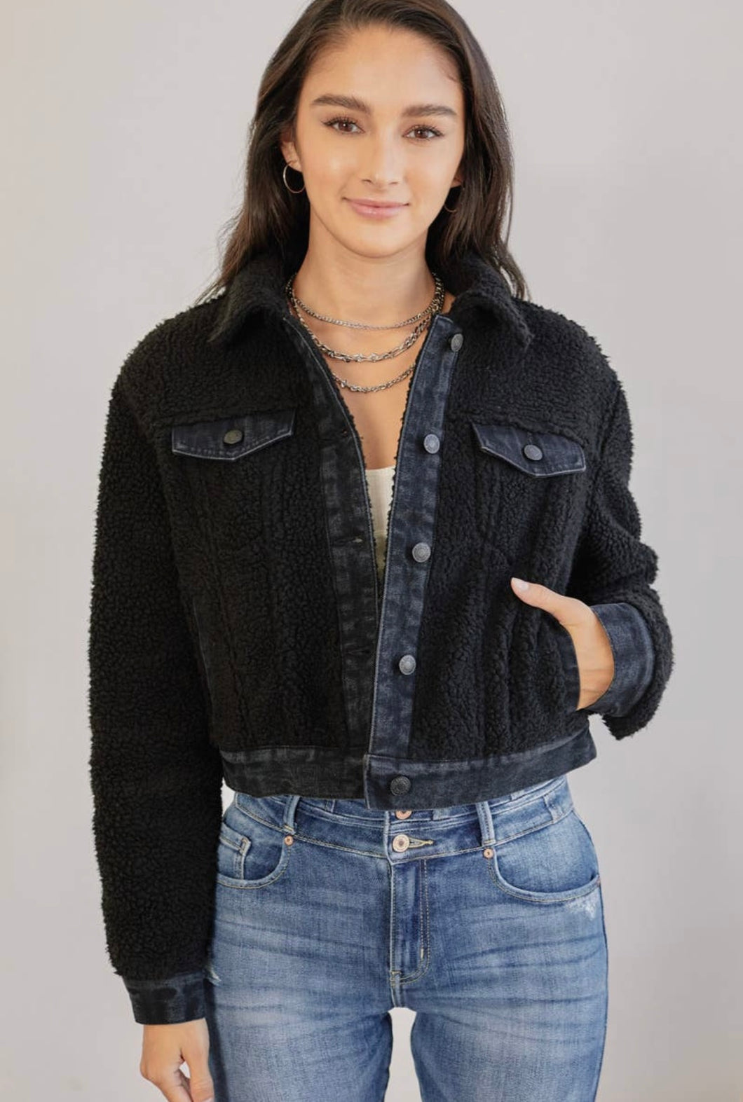 Crop Sherpa Jacket