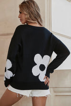 Load image into Gallery viewer, Flower Print Knit Sweater
