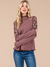 Load image into Gallery viewer, Long Sleeve Mock Neck Animal Print Ribbed Top
