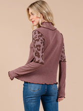 Load image into Gallery viewer, Long Sleeve Mock Neck Animal Print Ribbed Top
