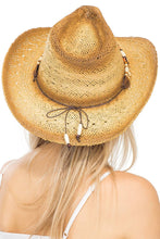 Load image into Gallery viewer, Turquoise Wood Beaded Crochet Basket Weave Cowboy Hat
