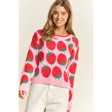Load image into Gallery viewer, CUTE STRAWBERRY JACQUARD CASUAL PULLOVER SWEATER
