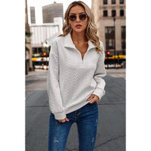 Load image into Gallery viewer, Half Zip Up Braided Long Sleeves Sweatshirt
