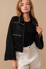 Load image into Gallery viewer, Black Suede Studded Jacket
