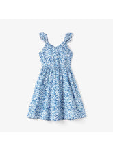Load image into Gallery viewer, Blue Floral Pattern Toddler Dress
