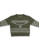 Load image into Gallery viewer, Toddler Bull Skull Aztec Sweater
