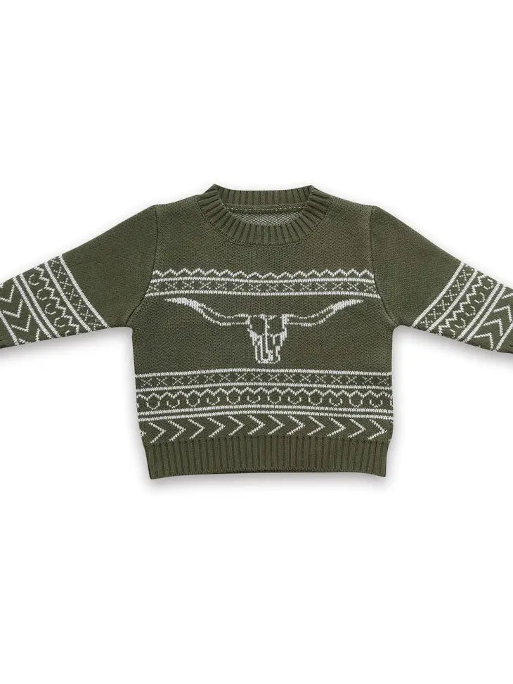 Toddler Bull Skull Aztec Sweater