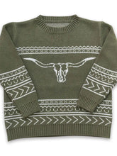 Load image into Gallery viewer, Toddler Bull Skull Aztec Sweater

