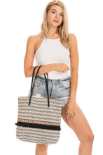 Load image into Gallery viewer, Infinite Chevron Printed Pattern Crochet  Knitted Tote Bag
