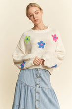 Load image into Gallery viewer, CHUNKY KNIT MULTI CROCHETED FLORAL SWEATER TOP
