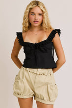 Load image into Gallery viewer, LACE RUFFLE SHOULDER TRIM DETAIL CAMI TOP
