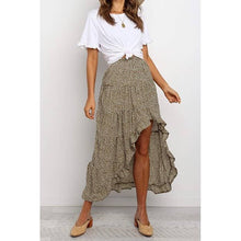 Load image into Gallery viewer, Boho Floral Print Midi Skirt Casual Side Slit Skirt
