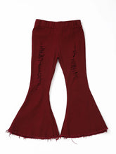 Load image into Gallery viewer, Distressed Maroon Toddler Flares
