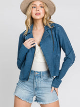 Load image into Gallery viewer, Knit Denim Biker Jacket
