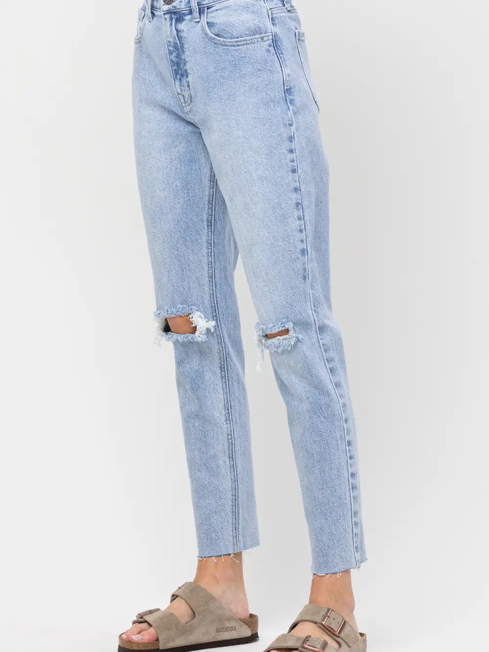 High Rise Light Wash Mom Jean